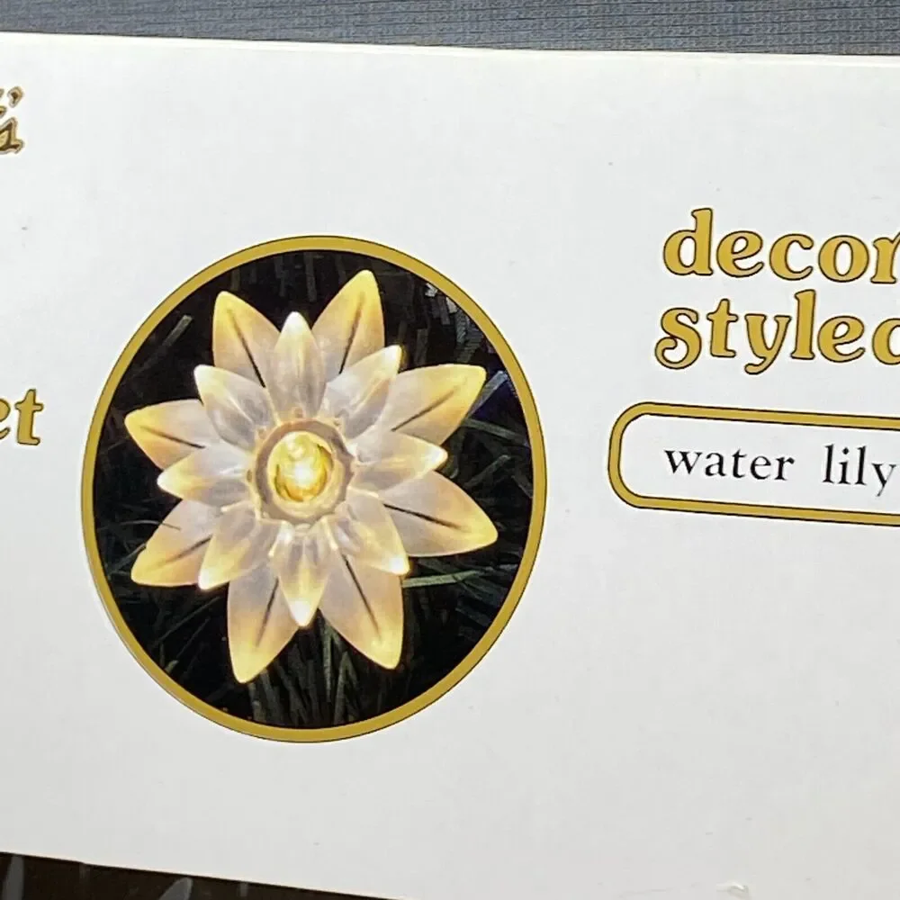 Hofert's Water Lily Flower String Lights 20 Light Set VTG Christmas Patio Decor
